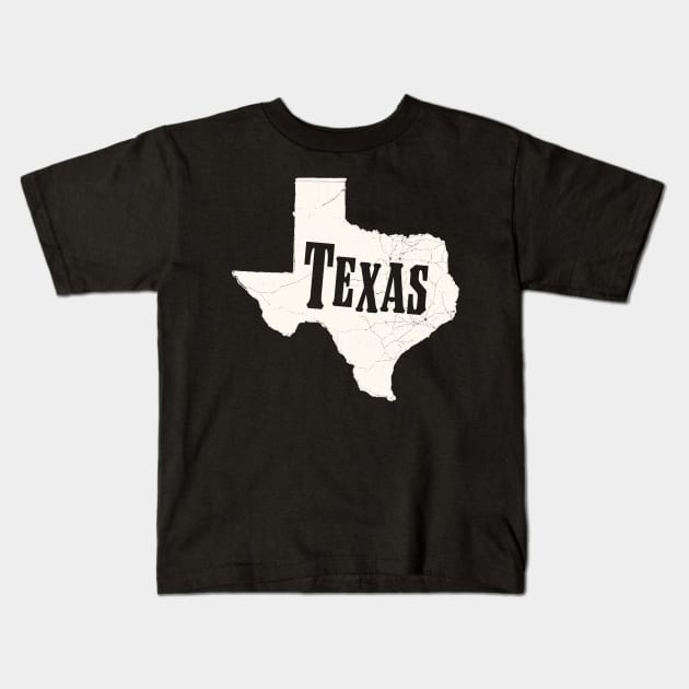 Texas Map Vintage Kids T-Shirt by lukassfr